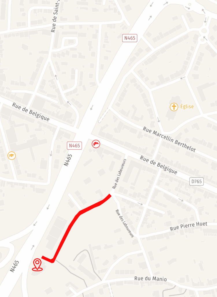 Plan d’accès à Stores & Bâches à Lorient, avec itinéraire conseillé depuis la Rue de Belgique